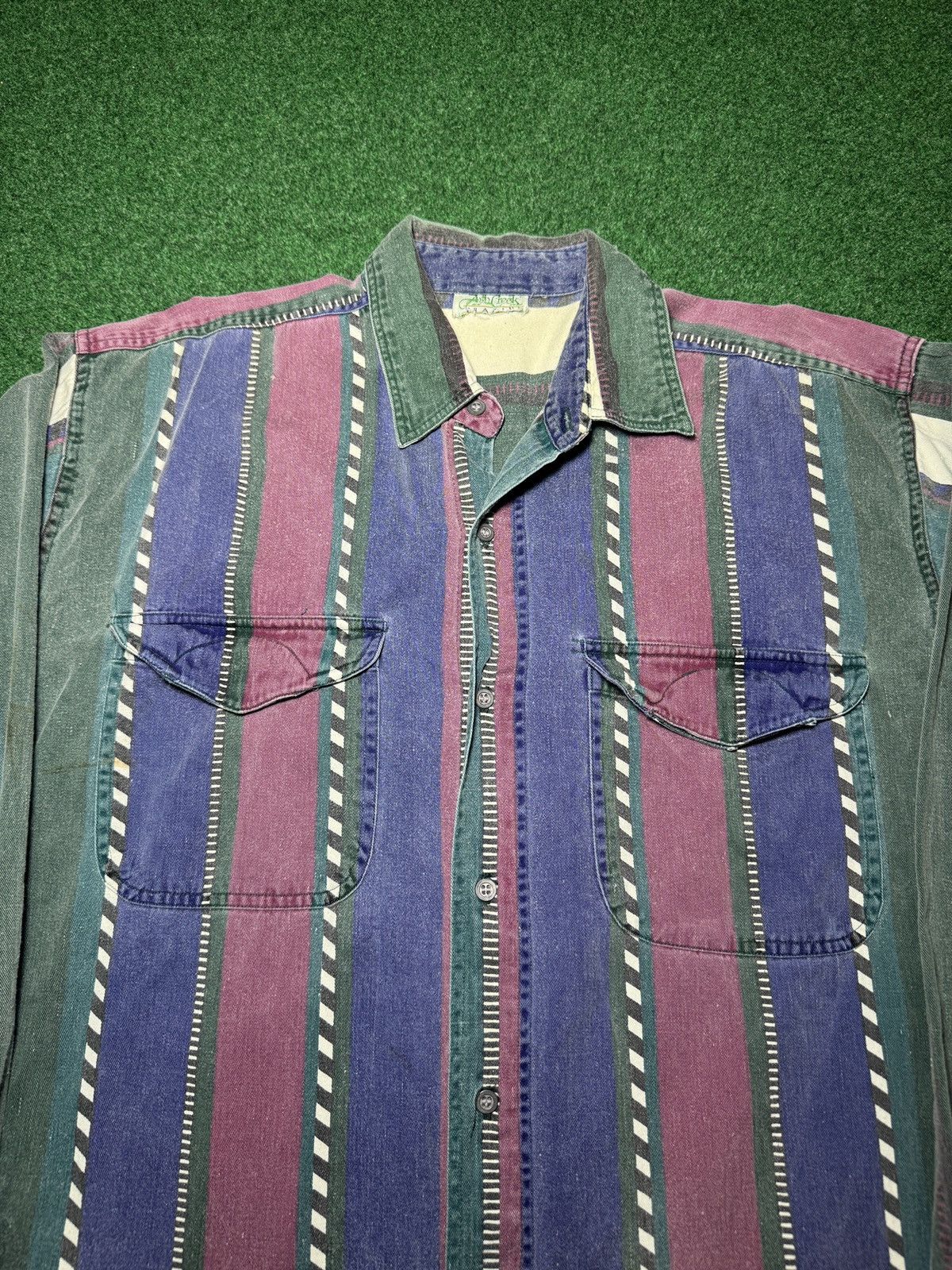 Vintage Wester Vintage Button Up Vertical Stripe L/XL 23x32 Shirt Size US XL / EU 56 / 4 - 2 Thumbnail
