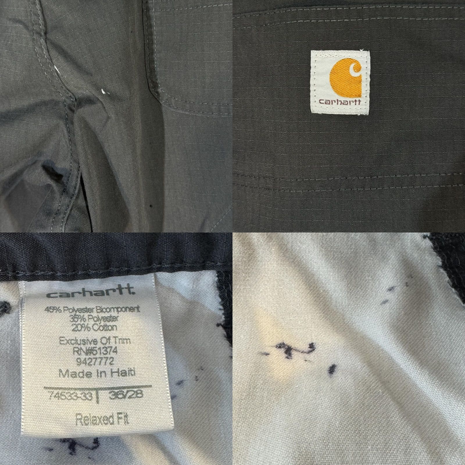 Carhartt VINTAGE Carhartt Ripstop Pants Mens 36x28 Gray Relaxed Fit Utility Workwear Good Size US 36 / EU 52 - 8 Thumbnail