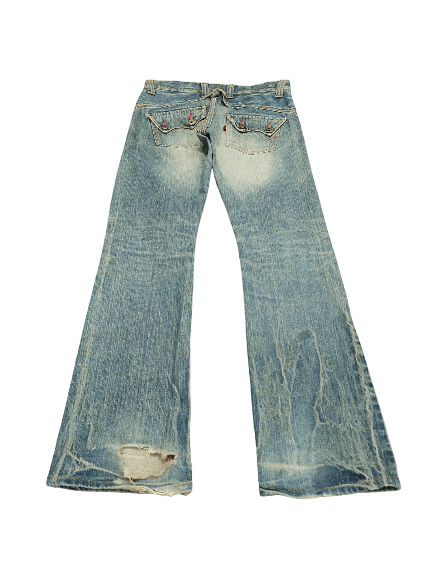 Le Grande Bleu (L.G.B.) Flare Jeans Edwin Buckle Back Distress Faded Boot Cut Y2k Size US 32 / EU 48 - 11 Thumbnail