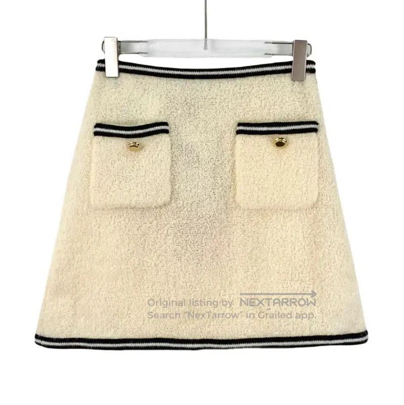 Miu Miu Beige Wool Mini Skirt .