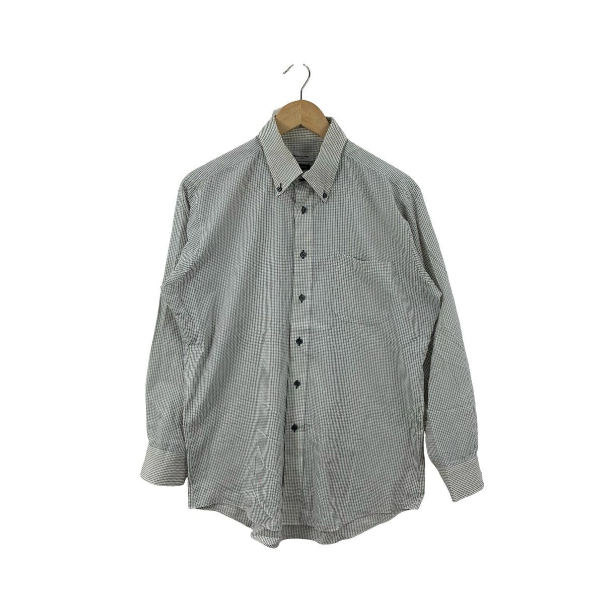 Vintage Vintage Minimal Micro Check Button Down Shirt Grid Pattern Size US L / EU 52-54 / 3 - 1 Thumbnail