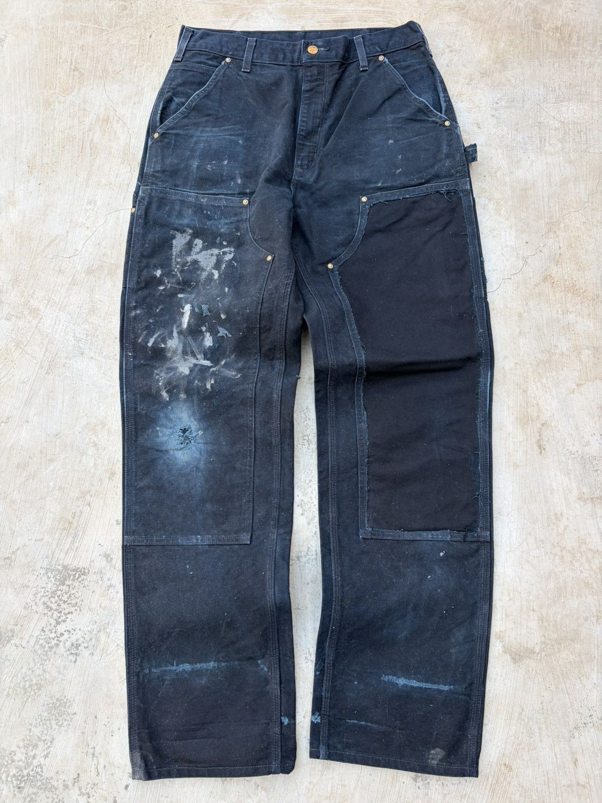 Carhartt Vintage 00s Carhartt Double Knee Pant Distressed Paint Size US 33 - 1 Thumbnail
