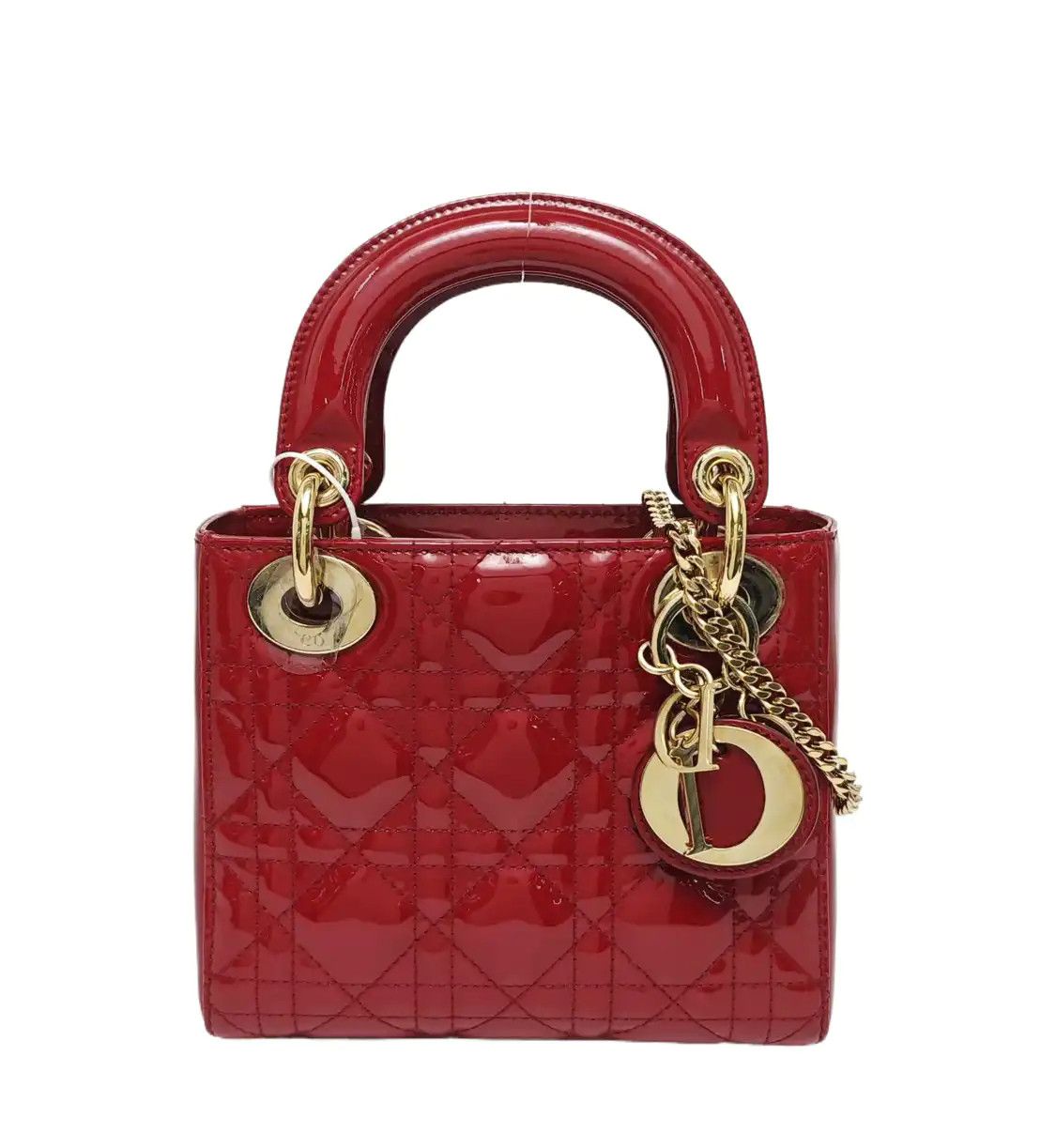 Dior DIOR Lady Dior mini red patent leather rattan plaid quilted Lady mini shoulder b Size ONE SIZE - 1 Thumbnail