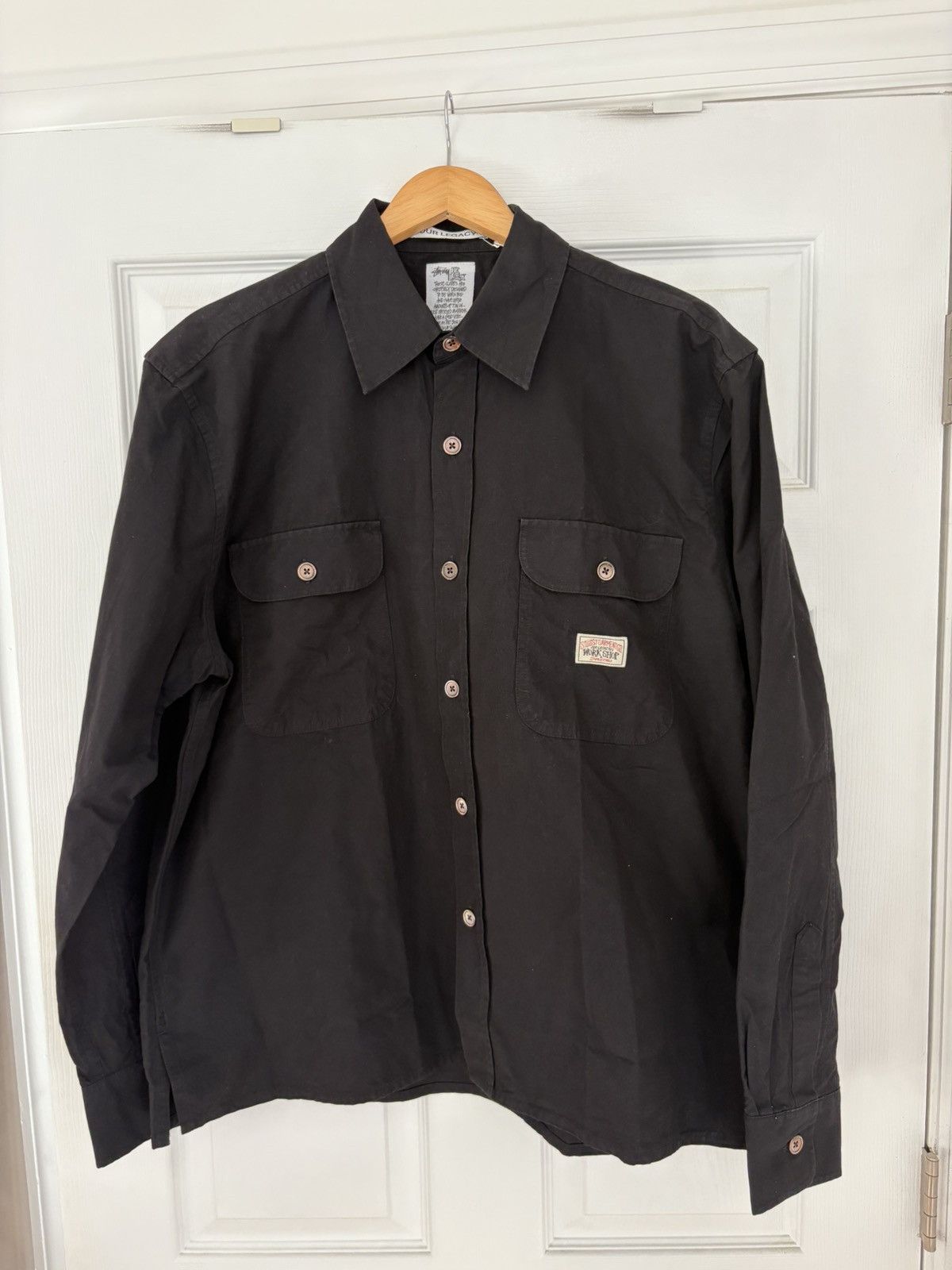 トップス STUSSY OUR LEGACY COUNTRY SHIRT M BLACK Stussy x Our Legacy Work Shop Country Shirt Washed Black