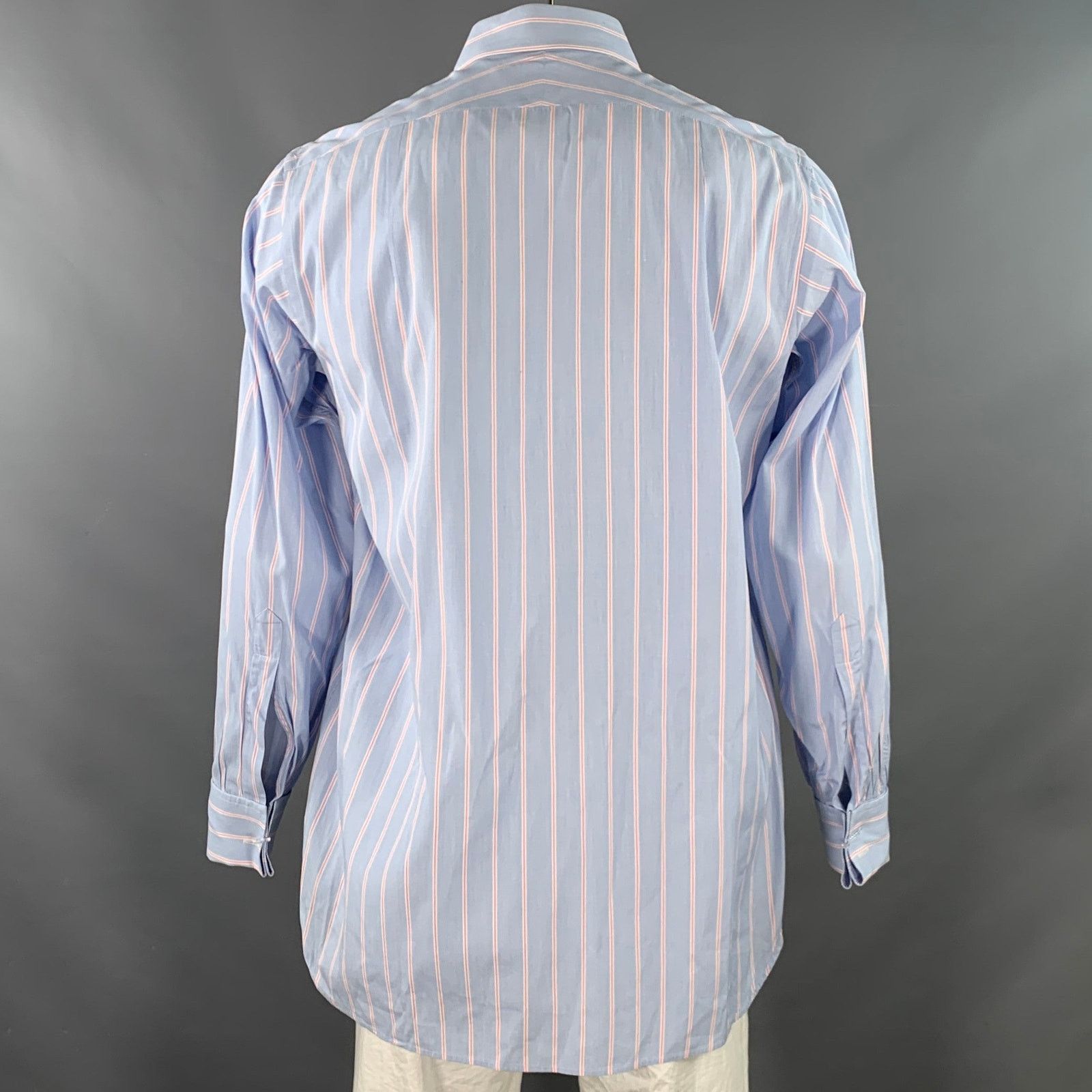 Turnbull & Asser Size L Blue Pink Stripe Cotton French Cuff Long Sleeve Shirt Size US L / EU 52-54 / 3 - 4 Thumbnail