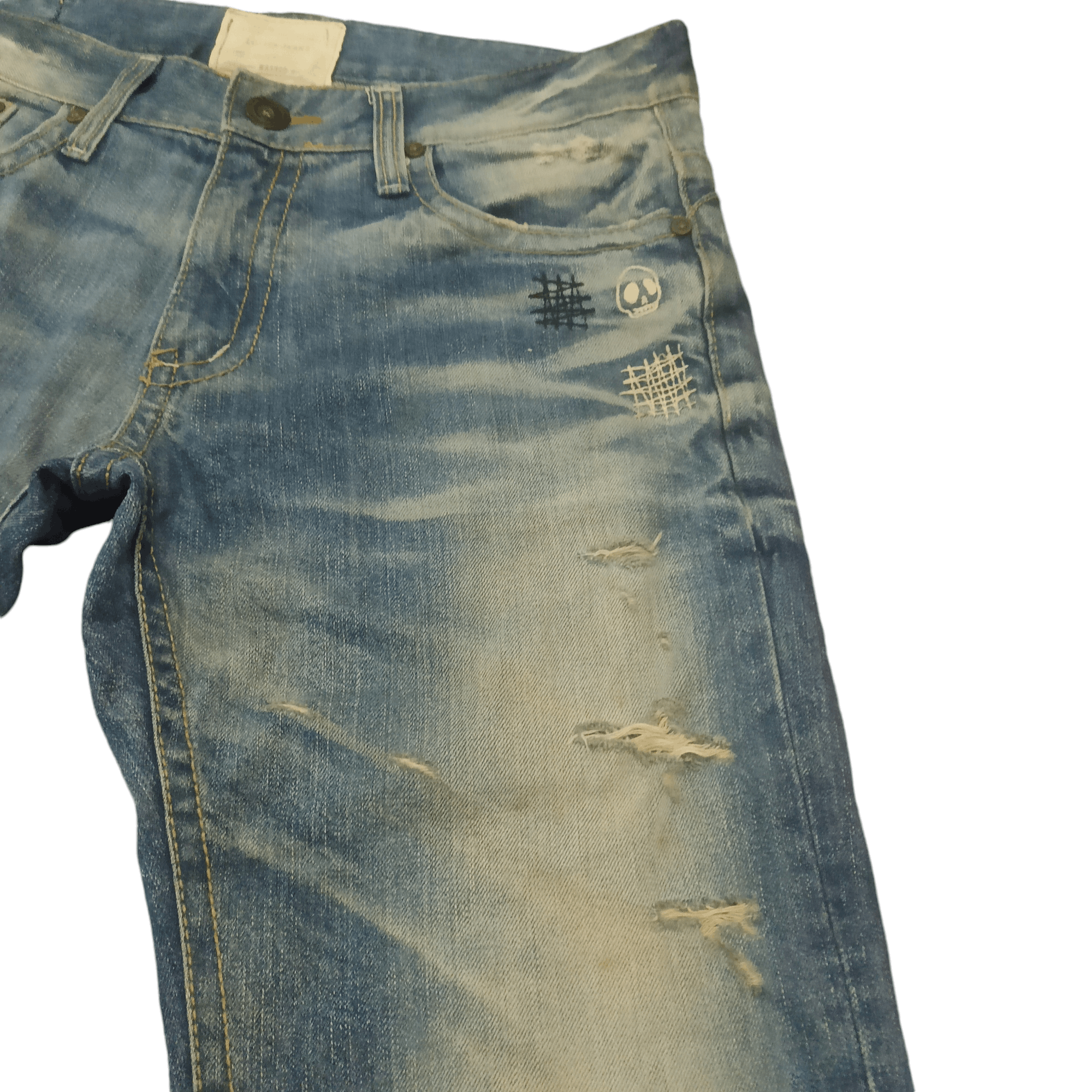 If Six Was Nine Sick Lolita Jeans Skull Distressed Jeans Size US 33 - 4 Thumbnail