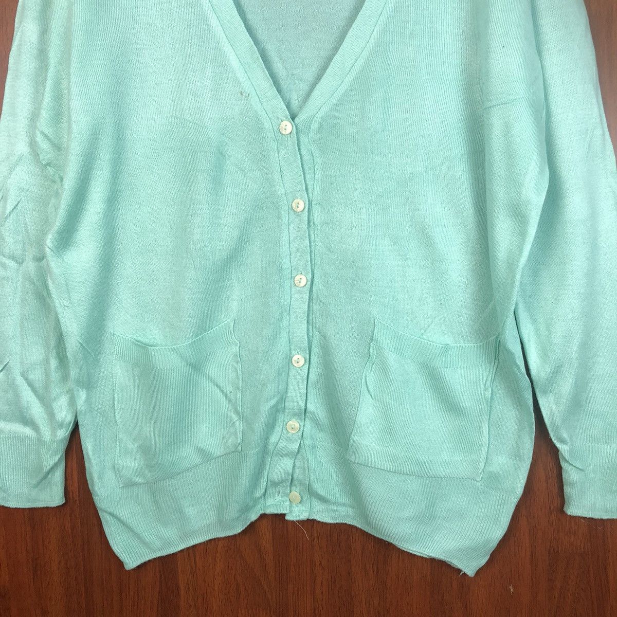 Japanese Brand Datura vintage crochet knitwear Green Cardigan #7489 Size XL / US 12-14 / IT 48-50 - 6 Thumbnail