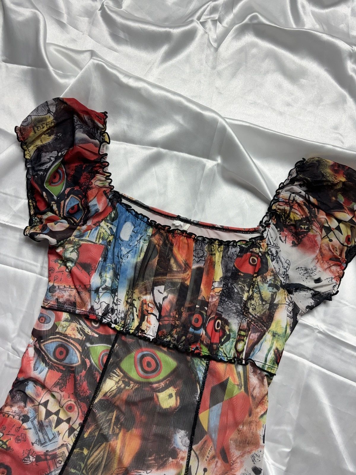 Vintage Psychedelic crazy vintage mesh midi dress Size M / US 6-8 / IT 42-44 - 8 Thumbnail