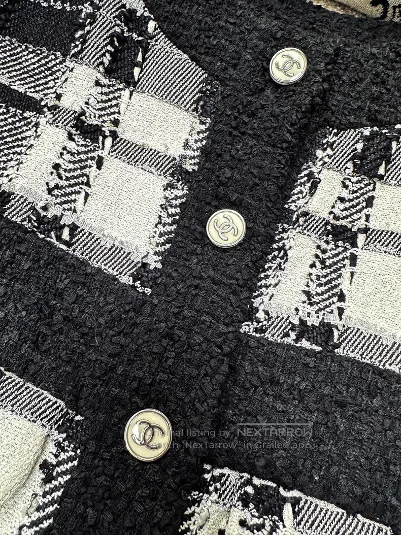 Chanel Chanel Tweed checkered round-neck knitted long-sleeved sho Size XS / US 0-2 / IT 36-38 - 4 Thumbnail