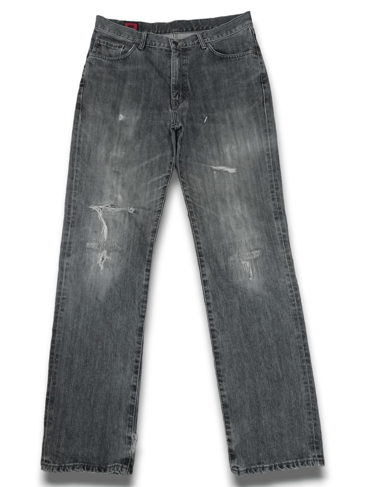 image of Distressed Denim x Edwin Vintage Japanese Edwin Grey Tone Loose Ripped Jeans 34X34, Men's