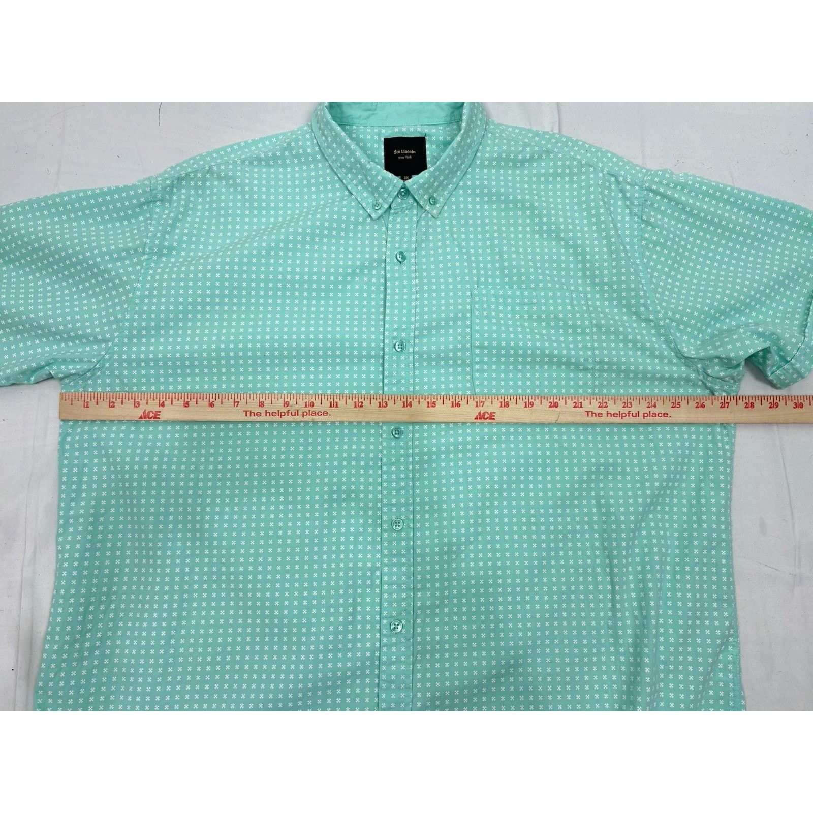 Other Men's Six Lincoln New York Blue Green 3X SS Button Shirt Size US XXL / EU 58 / 5 - 4 Thumbnail