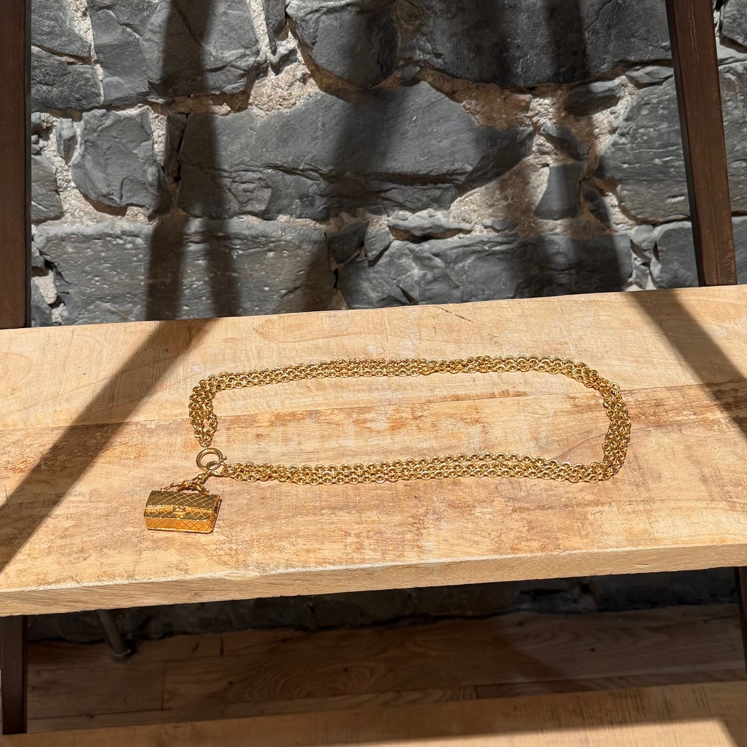 Chanel Chanel Vintage Gold Plated Bag Charm 3 Chains Necklace Belt Size ONE SIZE - 1 Thumbnail