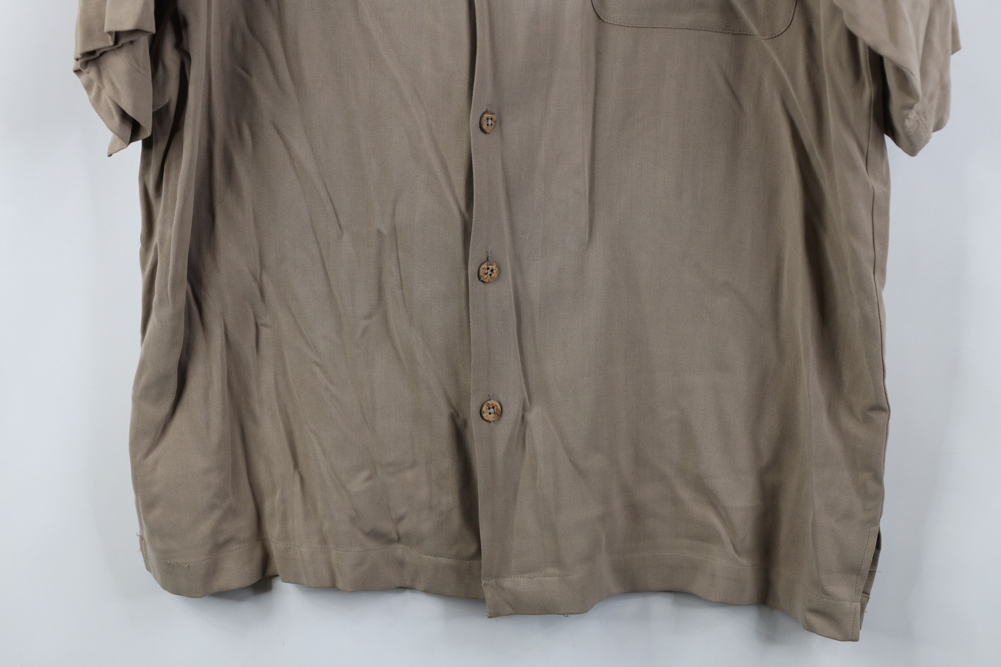 Vintage Vintage 90s Streetwear Looped Collar Silk Button Shirt Brown Size US L / EU 52-54 / 3 - 3 Thumbnail