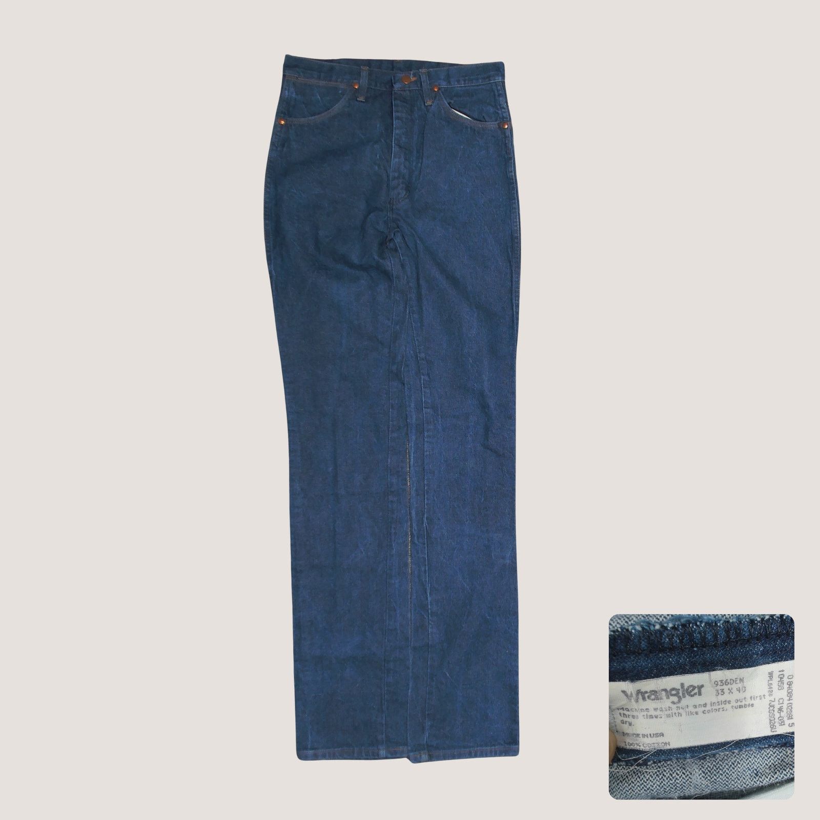 Wrangler VTG 90s Made in USA Wrangler 936DEN Dark Wash (Stacks) 32x40 Size US 32 / EU 48 - 1 Thumbnail