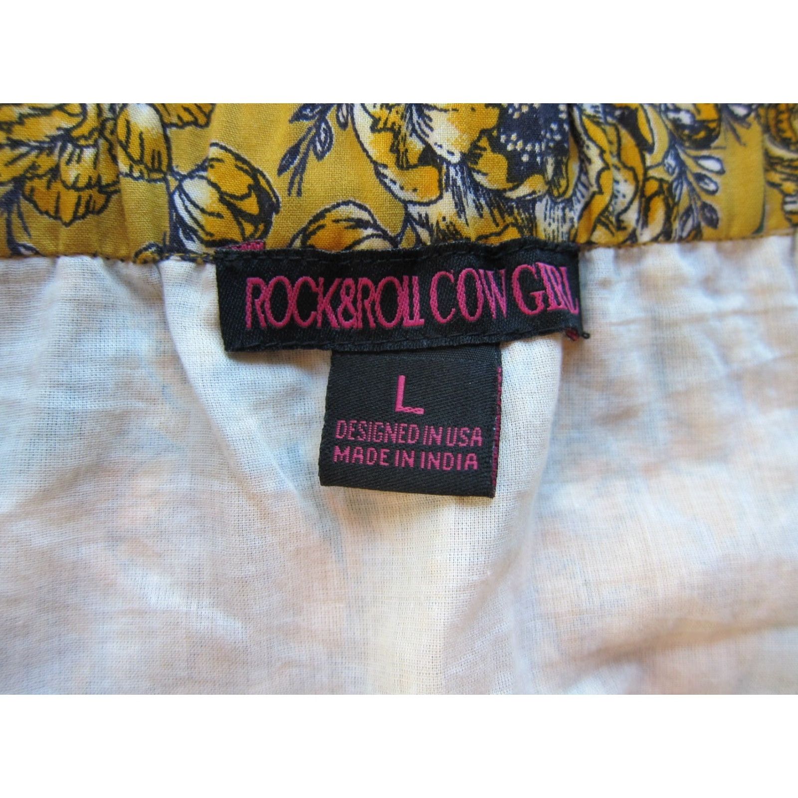 Vintage Rock & Roll Cowgirl Floral Maxi Skirt L Large Yellow White Green Rose Pattern Women Size 36" / US 14 / IT 50 - 3 Thumbnail