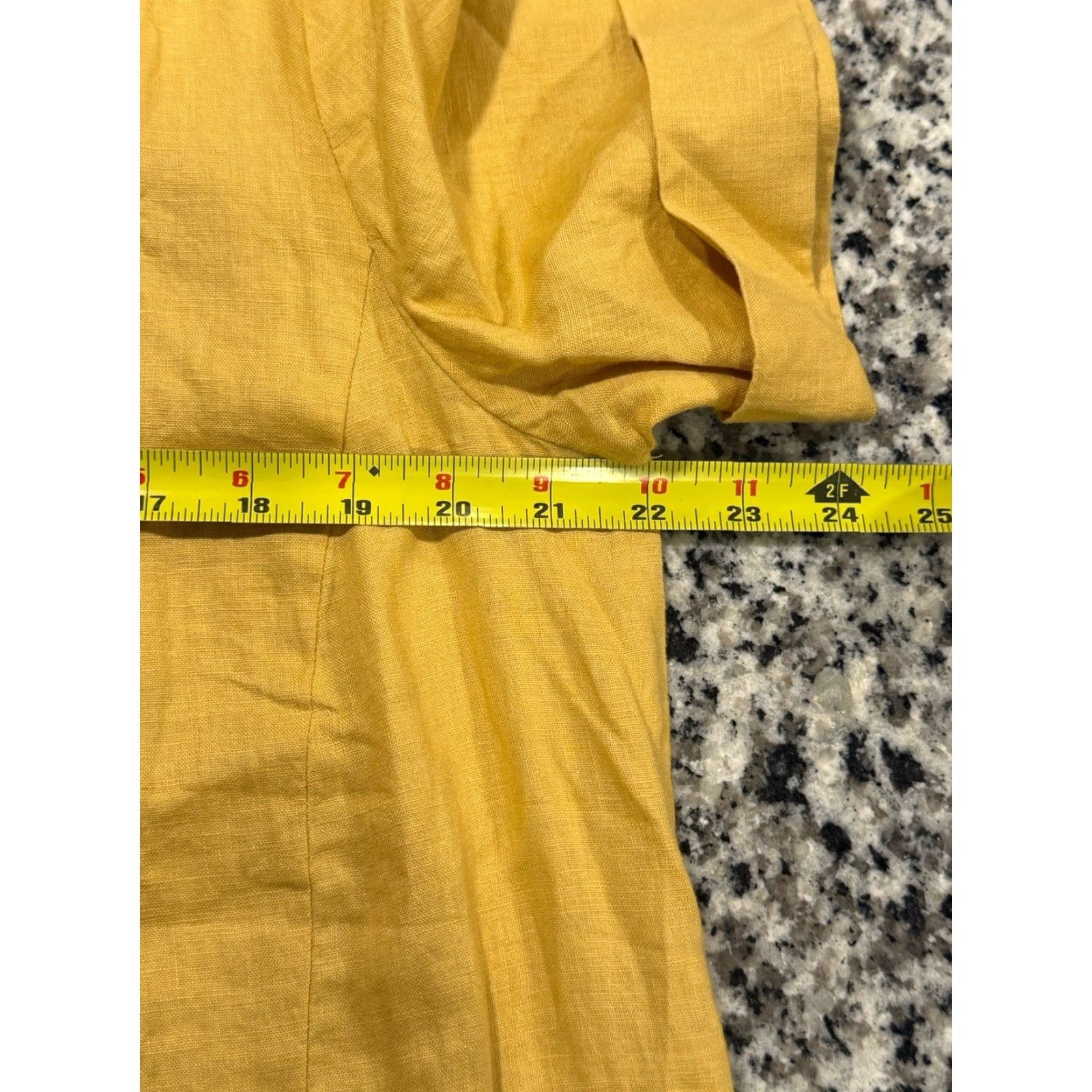 J. Jill NWT J.Jill Love Linen Dress Mustard Yellow Short Sleeve 1/2 Button Sz Large Size 36" / US 14 / IT 50 - 4 Thumbnail