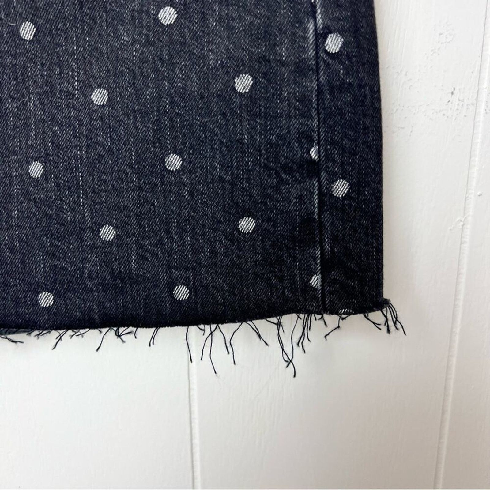 Current/Elliot Current/Elliot Black Denim Silver Polka Dot Raw Hem Mini Size 31" - 12 Thumbnail