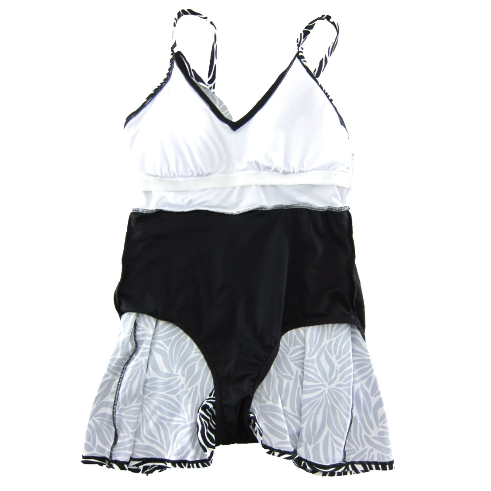 Lands' End Lands' End Classic Black White Floral Built In Bra Slimming Swimsuit Swimdress M Woman Tank Top Black Floral Built-In Bra Slimming Navy? Wait. Size M / US 6-8 / IT 42-44 - 5 Thumbnail