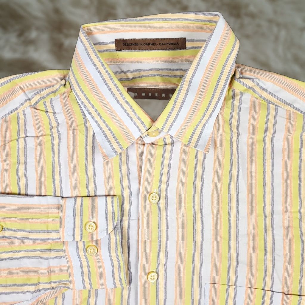 Robert Talbott Robert Talbott Striped Button-Up Shirt Large Yellow Mens Casual Business Size US L / EU 52-54 / 3 - 1 Thumbnail
