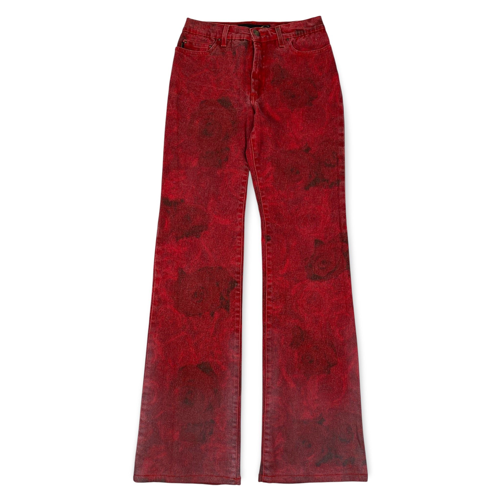 Roberto Cavalli Just Cavalli Printed Rose Bootcut Pants Size 26" / US 2 / IT 38 - 2 Thumbnail