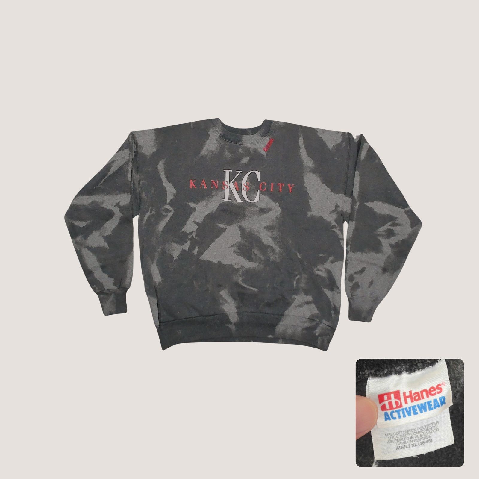 Hanes Y2K Custom Bleach Camo Kansas City Boxy Sweatshirt Size US XL / EU 56 / 4 - 1 Thumbnail