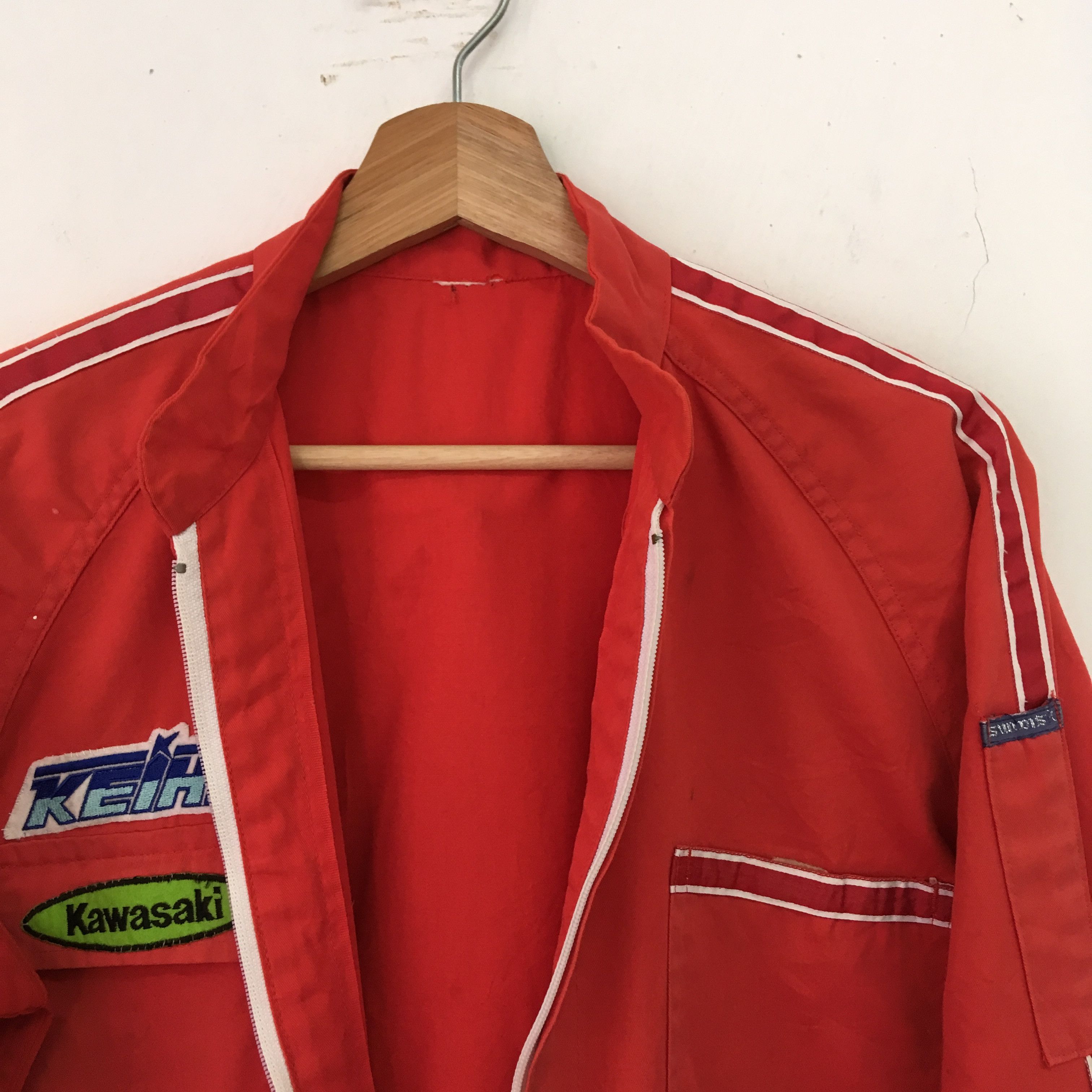 Japanese Brand Vintage 90s Distressed Kawasaki Japan Coveralls Motorsport Size US 34 / EU 50 - 9 Thumbnail