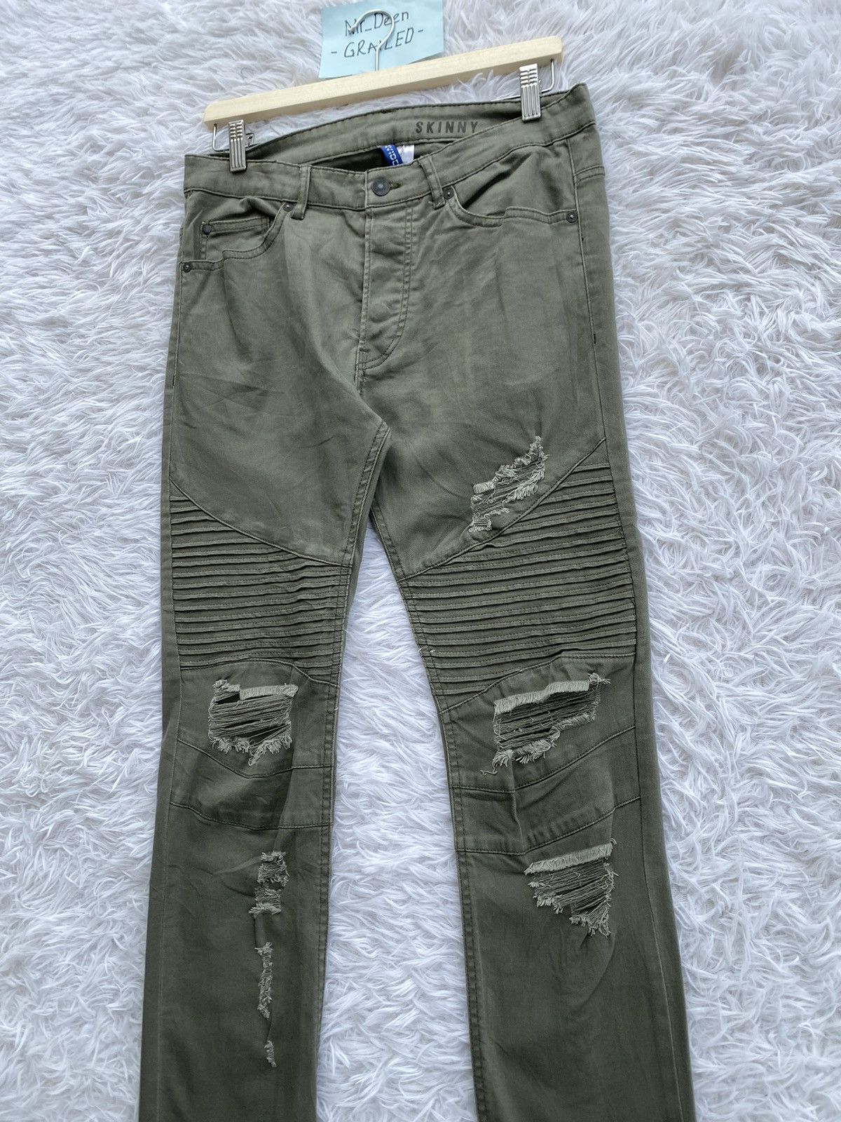 Japanese Brand Rare H&M Divided Distressed Biker Denim Skinny Pants Size US 31 - 7 Thumbnail
