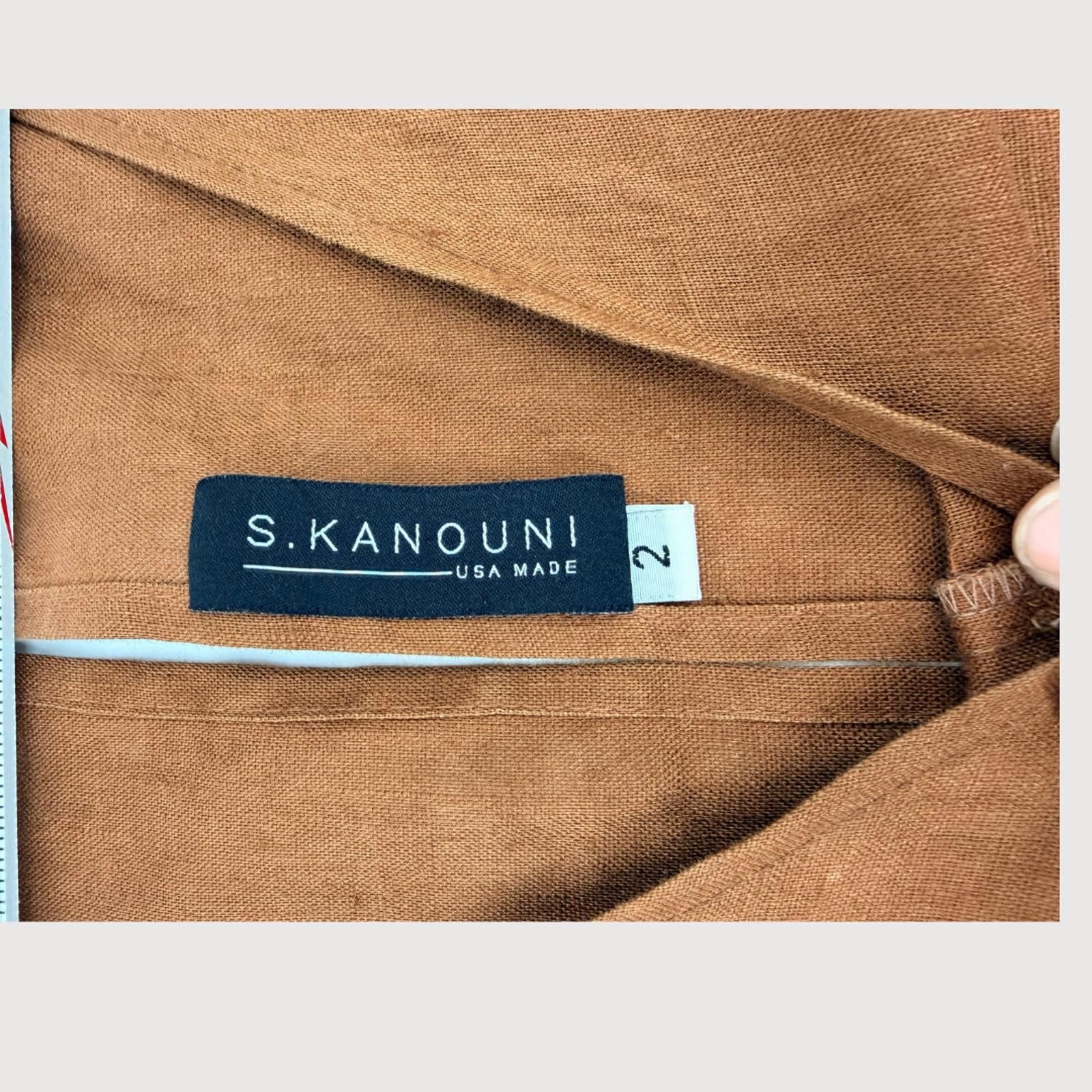 Other S. Kanouni Linen Jumpsuit Camel Made USA Size 2 Size 26" / US 2 / IT 38 - 3 Thumbnail