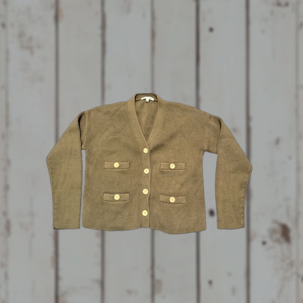 Alex Mill Alex Mill Greene St Cardigan Womens S Olive Green 100% Cotton 4 Pocket Knit Sweater Cardigan Size S / US 4 / IT 40 - 1 Thumbnail