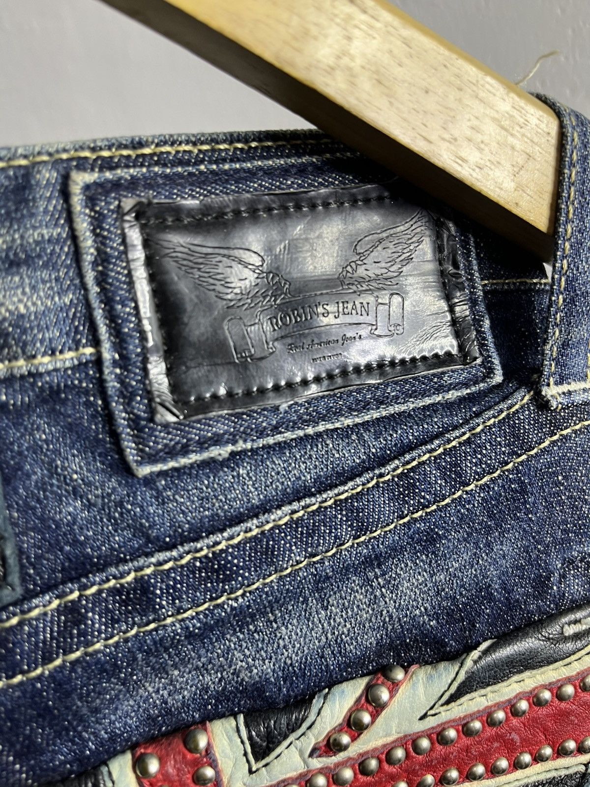 Robins Jeans 2000s robins jean studed leather flag tabacco denim Size US 26 / EU 42 - 8 Thumbnail