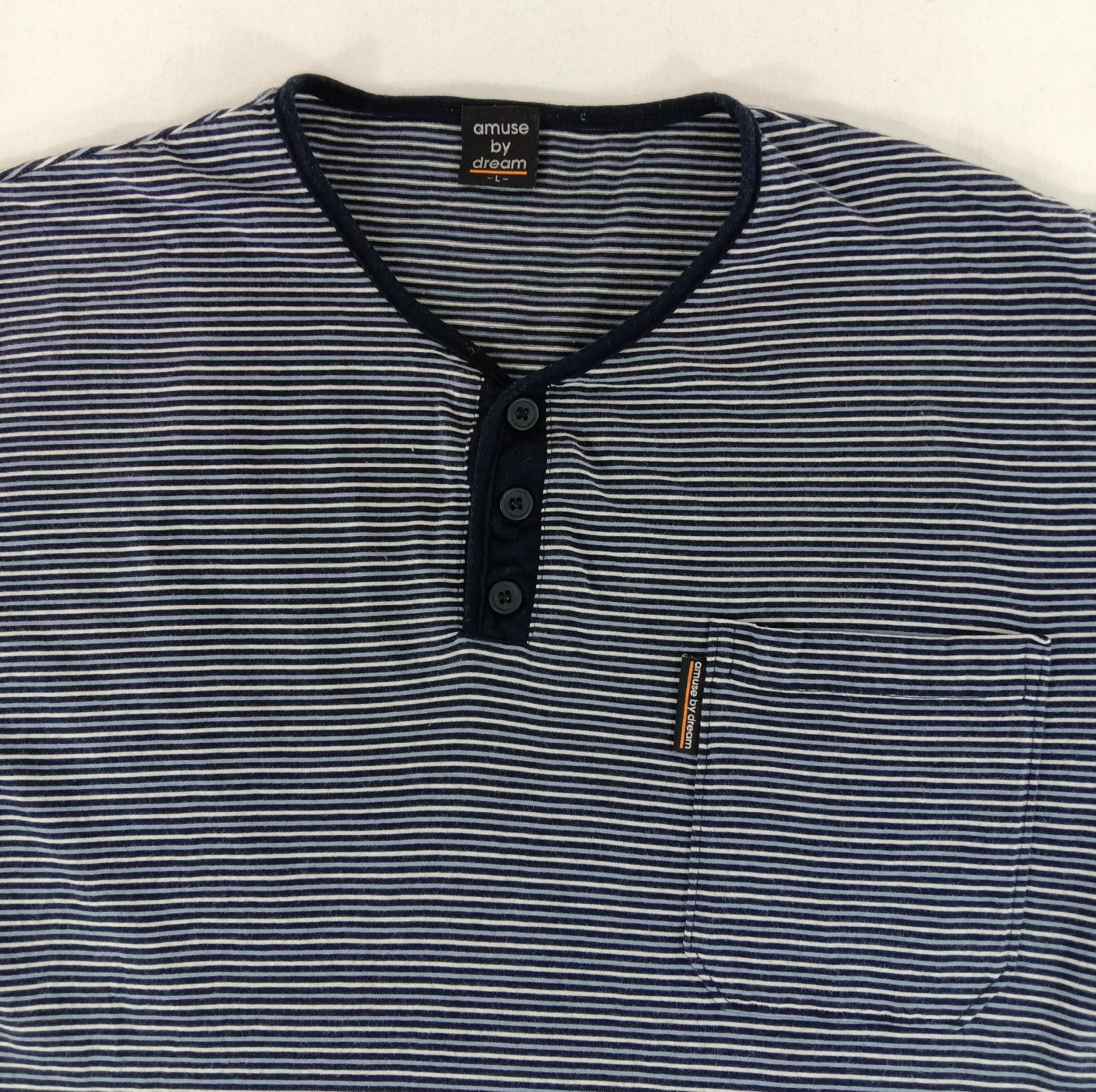 Japanese Brand Japanese Brand Amuse By Dream Single Pocket Striped T Shirt Size US L / EU 52-54 / 3 - 2 Thumbnail