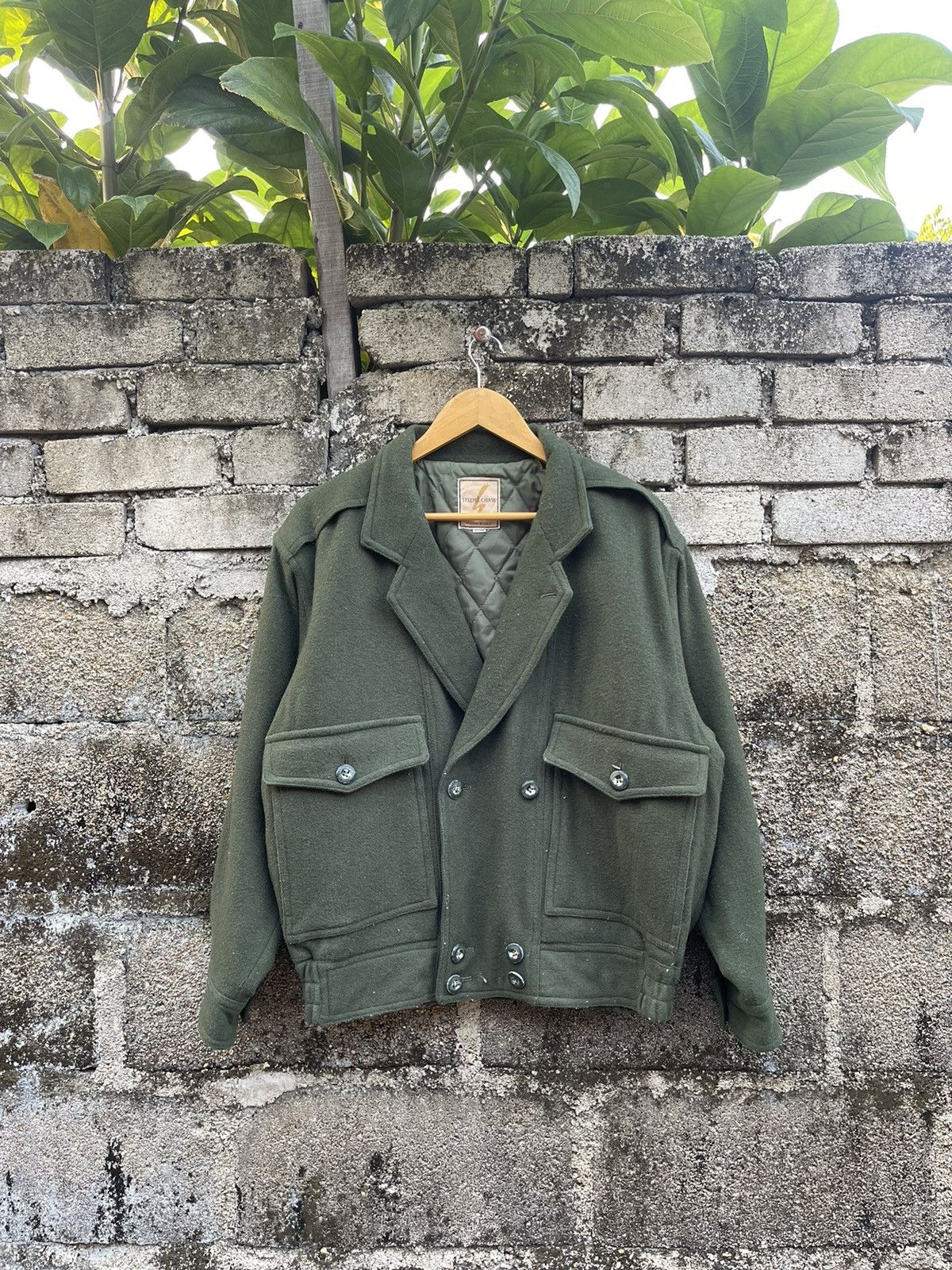 image of Avant Garde Japanese Steeple Chase Wool Jacket Inspired Issey Miyake in Green, Men's (Size Medium)