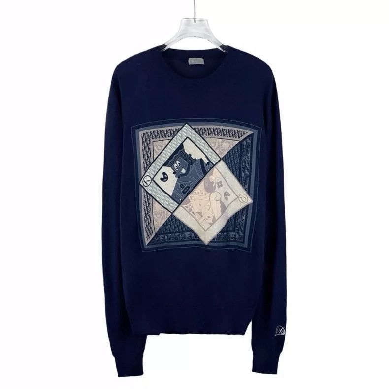 Dior Dior Kenny Scharf Blue Wool Long Sleeve Sweater- DMC Size US M / EU 48-50 / 2 - 1 Thumbnail