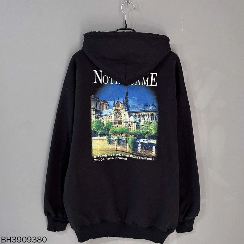 Balenciaga Balenciaga Black Church Print Fleece Hoodie Size US S / EU 44-46 / 1 - 2 Thumbnail
