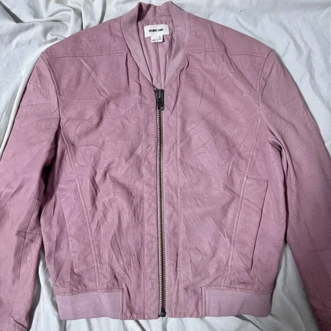 Helmut Lang Helmut Lang Lambskin Pink Leather Bomber Jacket Size S / US 4 / IT 40 - 3 Thumbnail