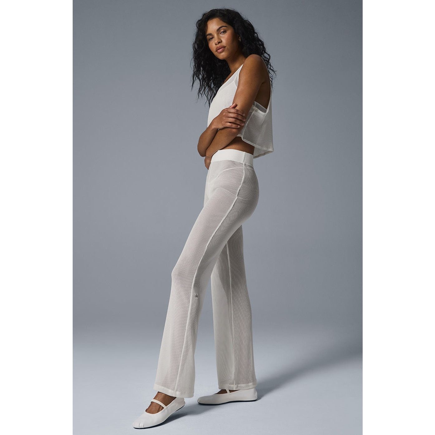 Alo Yoga NWOT Alo Yoga Striped Mesh Tropical Nights Flare Pant size S Size 27" / US 4 / IT 40 - 3 Thumbnail