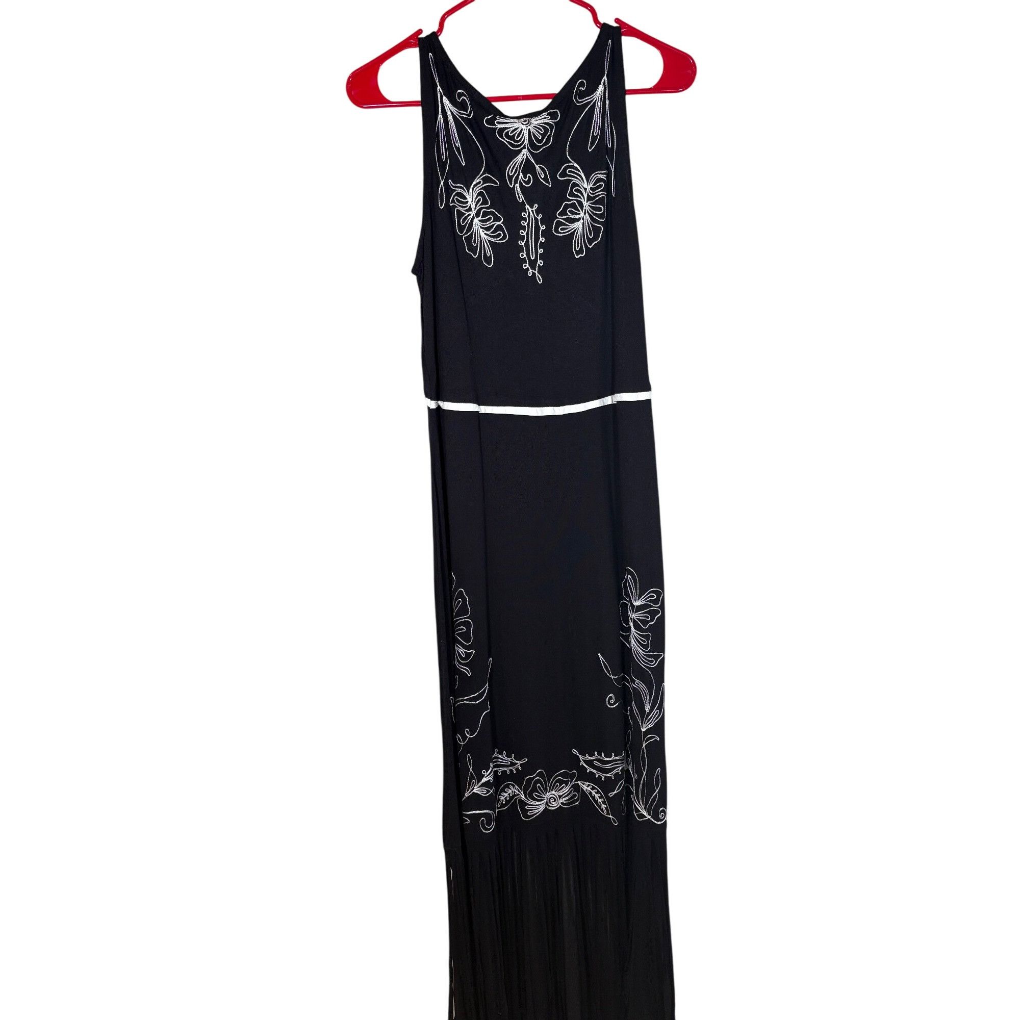 Other Krista Lee Women Embroidered Maxi Dress Black S Fringe Hem W Size S / US 4 / IT 40 - 3 Thumbnail