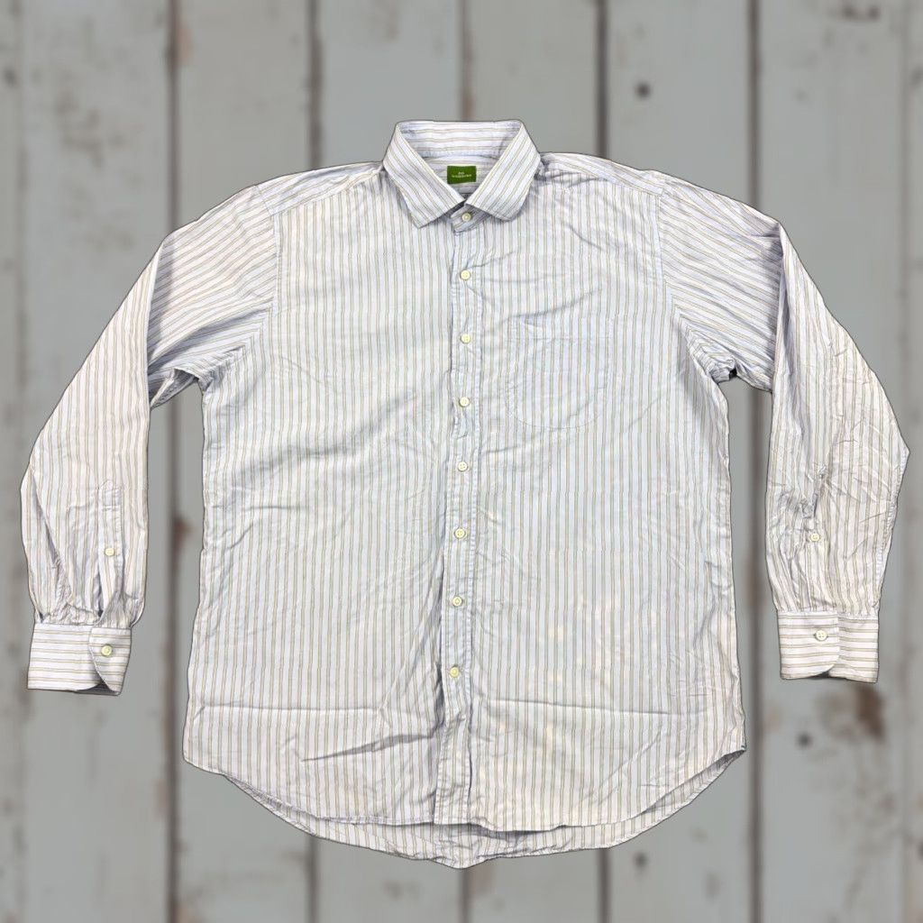 Sid Mashburn Sid Mashburn Shirt Mens XL Blue Stripe Long Sleeve Pocket 100% Cotton Button-Up Casual Bboy? Size US XL / EU 56 / 4 - 1 Thumbnail
