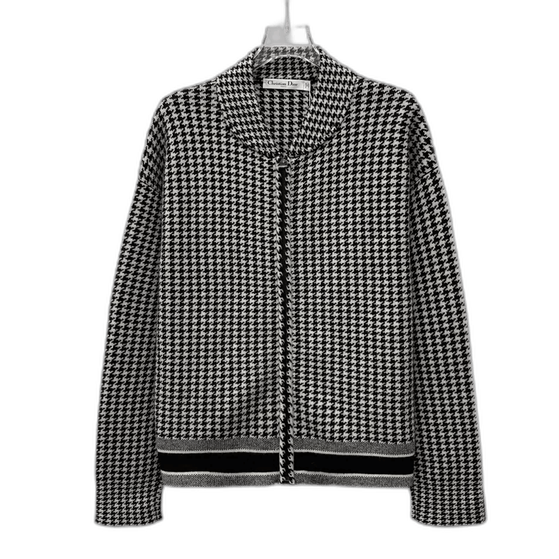 Christian Dior Black Houndstooth Zip Jacket