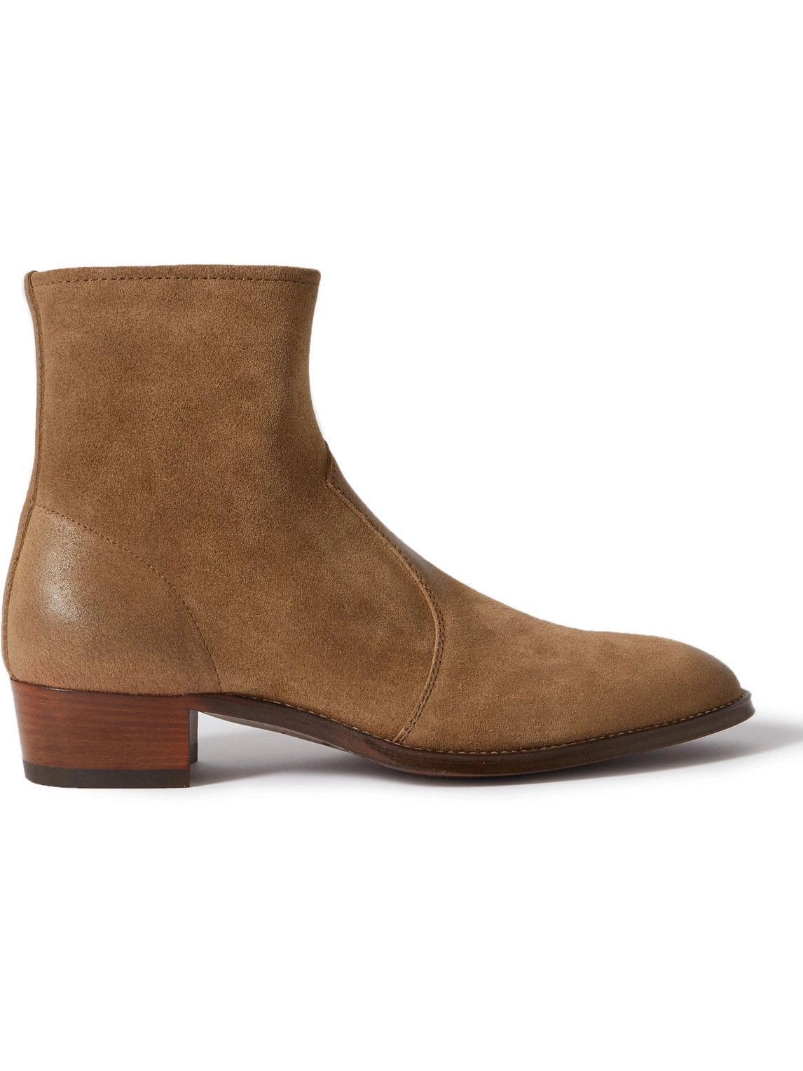 Wyatt Waxed-Suede Chelsea Boots in Brown