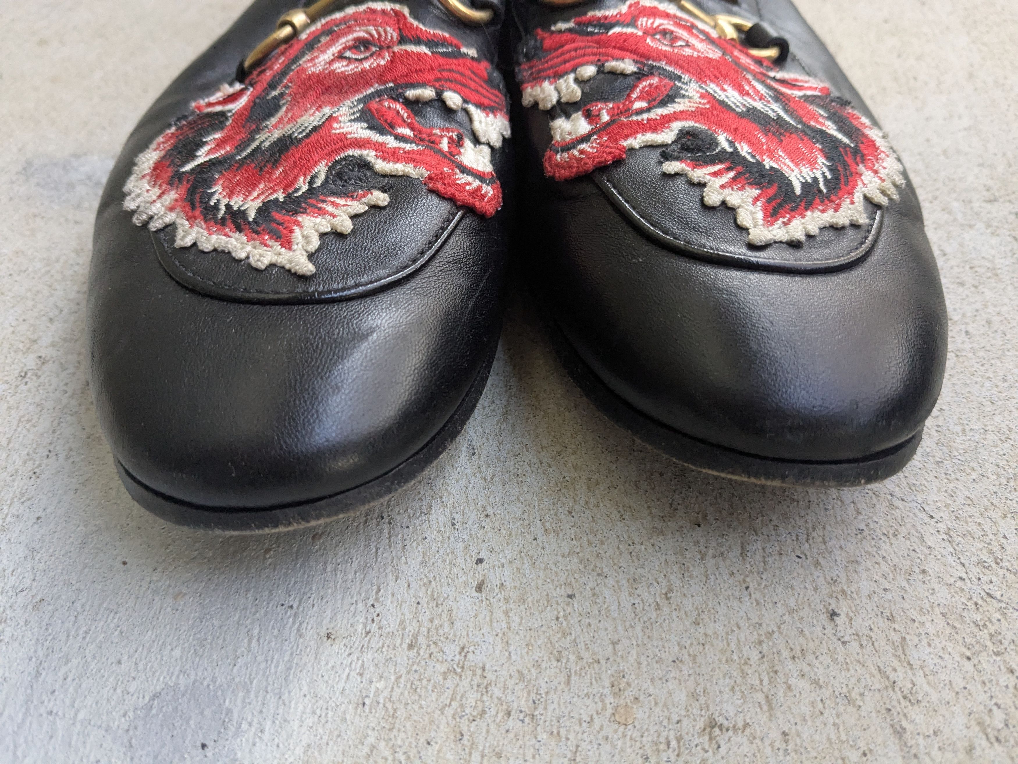 Gucci Gucci Jordaan Horsebit Loafers Black Leather 7.5 Red Wolf Size US 7.5 / EU 40-41 - 2 Thumbnail