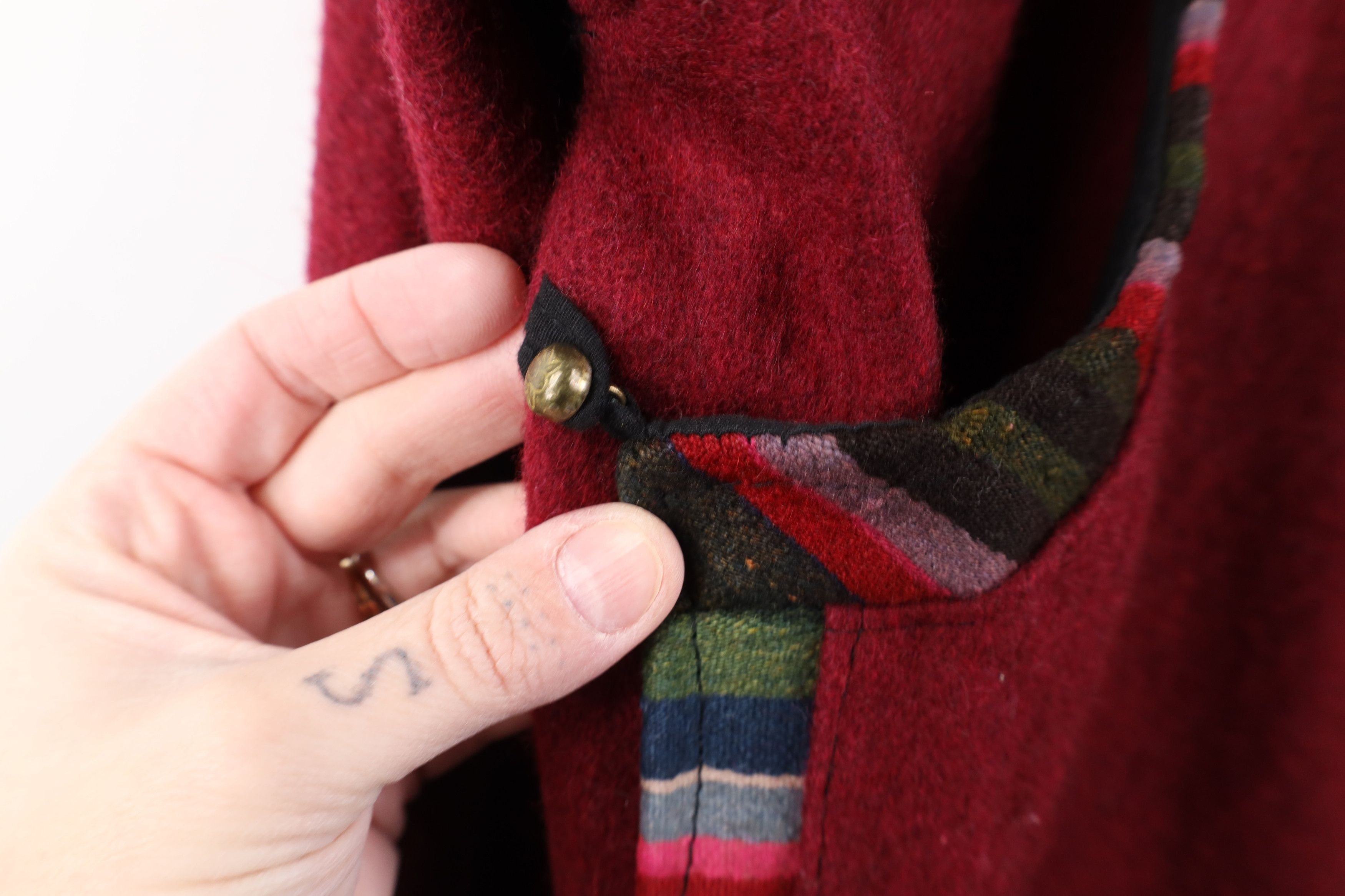 Vintage Vintage 90s Streetwear Nepal Oriental Wool Coat Jacket Red Size US XL / EU 56 / 4 - 6 Thumbnail