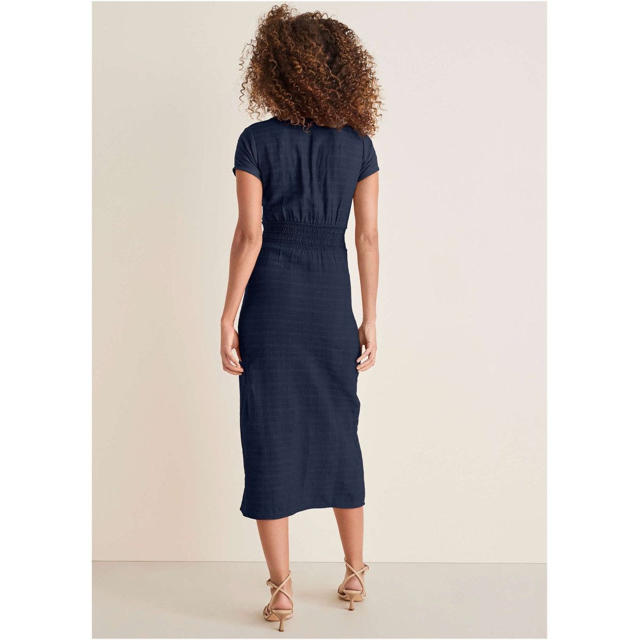 Other Venus Navy Blue Deep V-Neck Cotton Summer Dress Size 6 Size M / US 6-8 / IT 42-44 - 2 Thumbnail