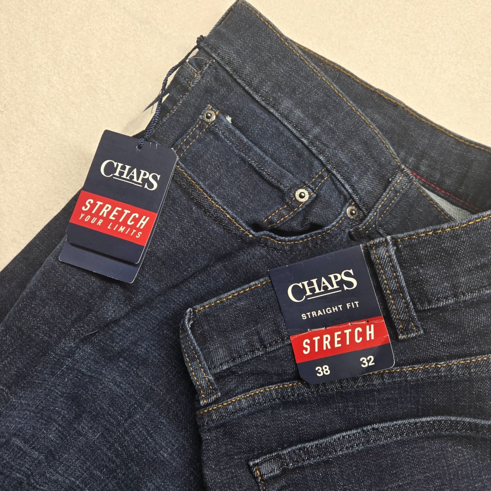 Chaps Chaps Jeans Dark Was Blue Jeans 38 x 32 Stretch Denim Retro 90s USA Pockets 5-Pocket Closure Button Zip Regular Mens Size US 38 / EU 54 - 2 Thumbnail