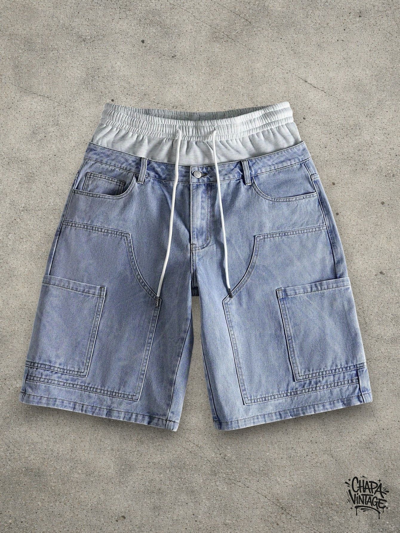 Vintage Light blue double waistband shorts Size US 32 / EU 48 - 1 Thumbnail