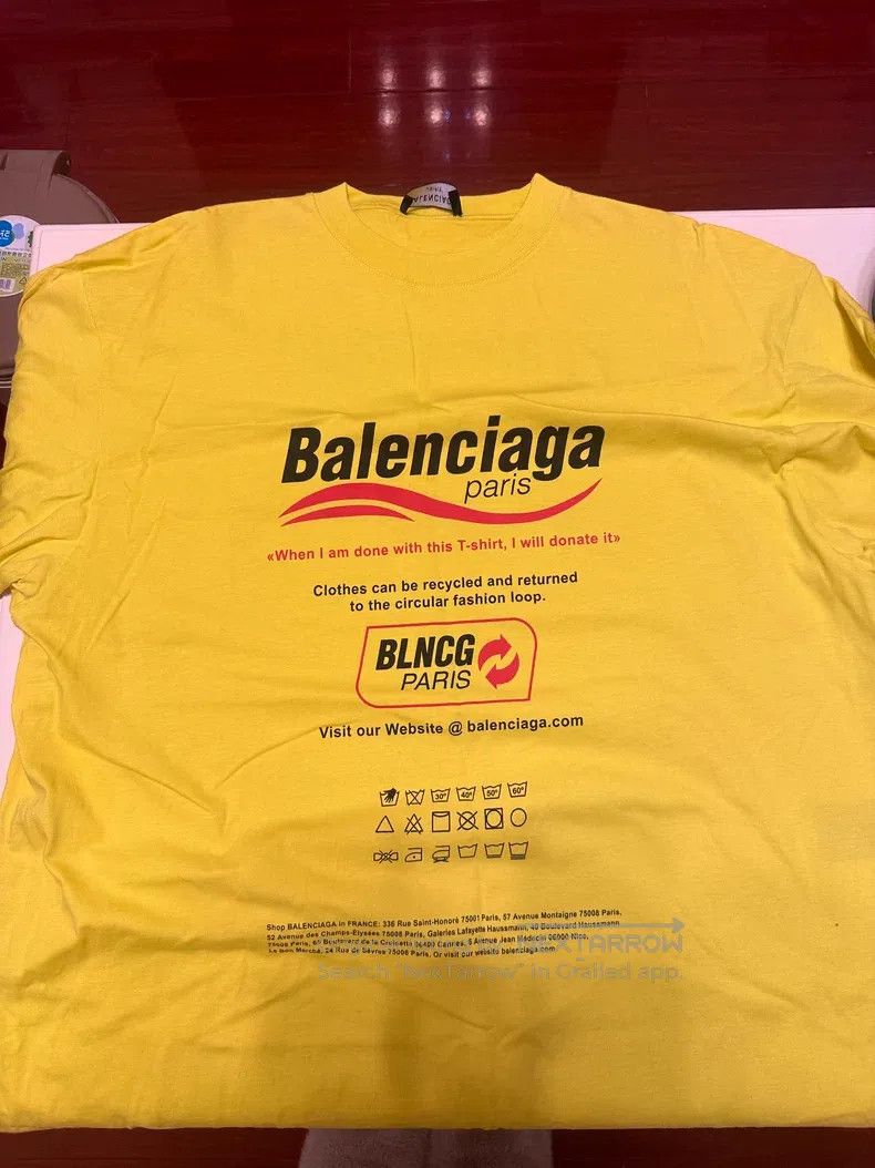 Balenciaga Balenciaga Yellow Eco-Friendly Short Sleeve T-Shirt Size US XXS / EU 40 - 4 Thumbnail