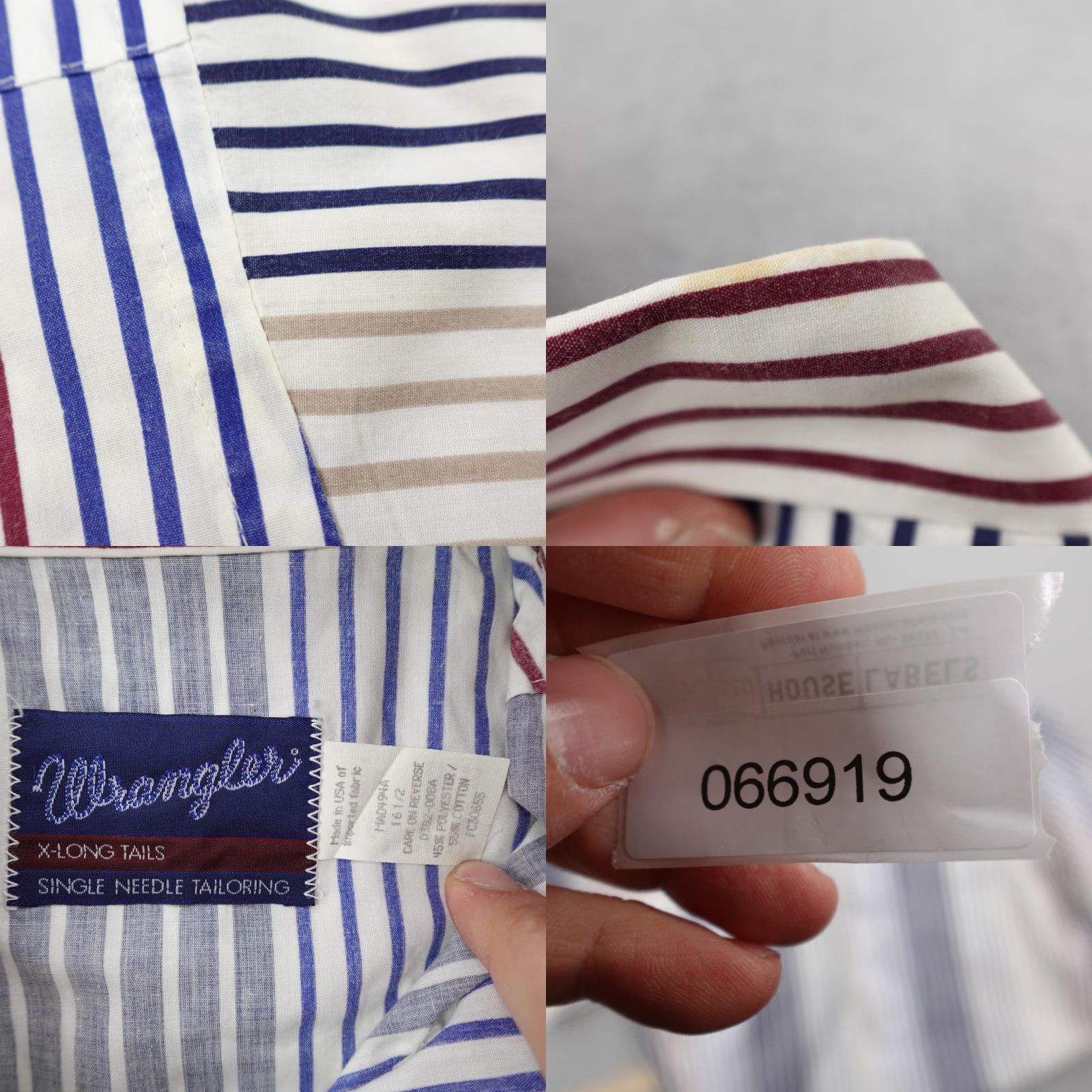 Wrangler Vintage Wrangler Shirt Mens Large Red White Blue Stripes Western Button Up Rodeo Size US L / EU 52-54 / 3 - 8 Thumbnail
