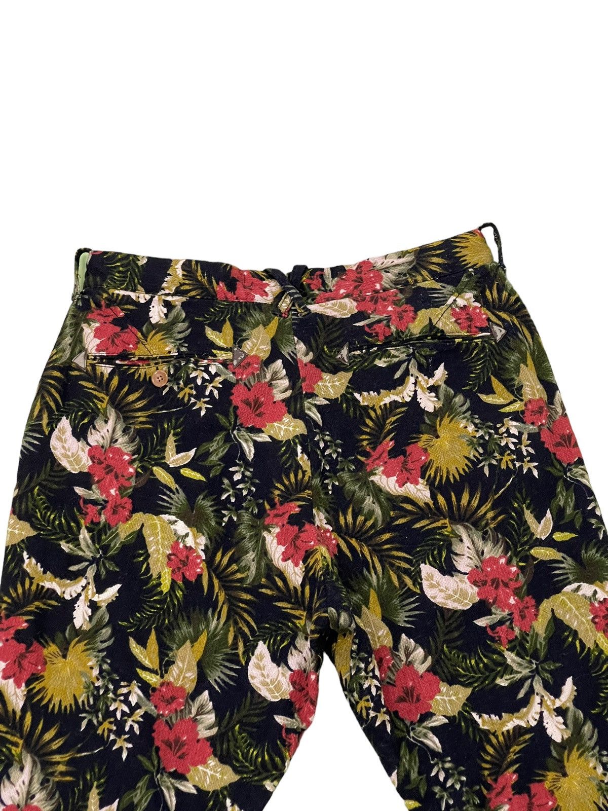 Japanese Brand Florals Hemp Rage Blue Cropped Pant Regular 7🟦0 Size US 31 - 14 Thumbnail