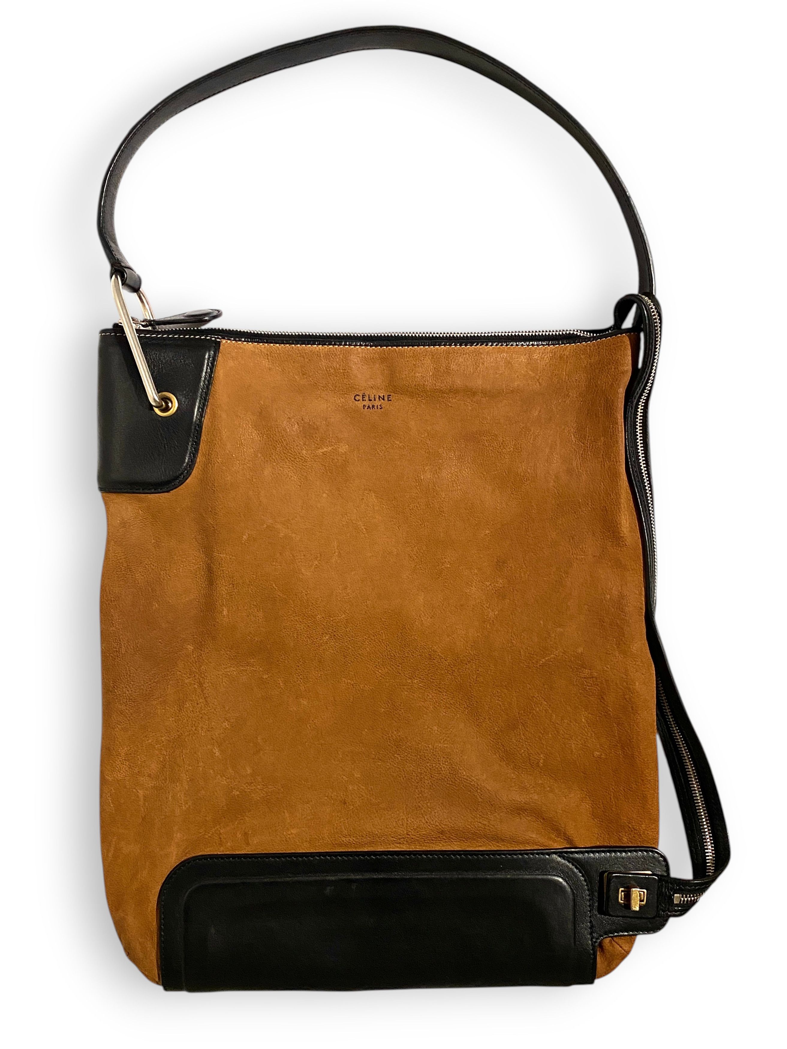 Celine Celine Cabas Logo Brown Leather Shoulder Handbag Bag Y2K Size ONE SIZE - 1 Thumbnail