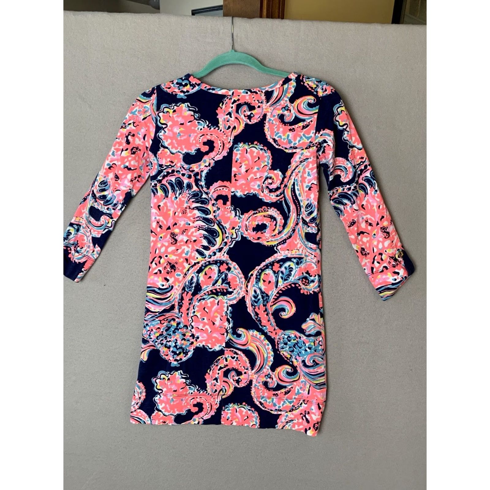 Lilly Pulitzer VINTAGE Lilly Pulitzer Dress XXS Linden Bright Navy Pop Up For The Halibut 100% Pima Size XXS / US 00 / IT 34 - 2 Thumbnail